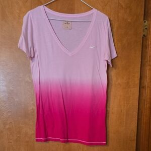 Hollister Pink Gradient V-Neck Tee